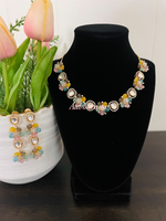 Kundan multicolor floral necklace set