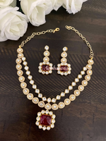 Moissanite polki kundan layered necklace set