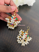 Kundan jadau fish hook earrings