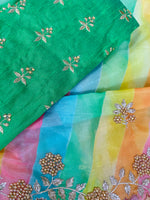 Organza embroidery work saree
