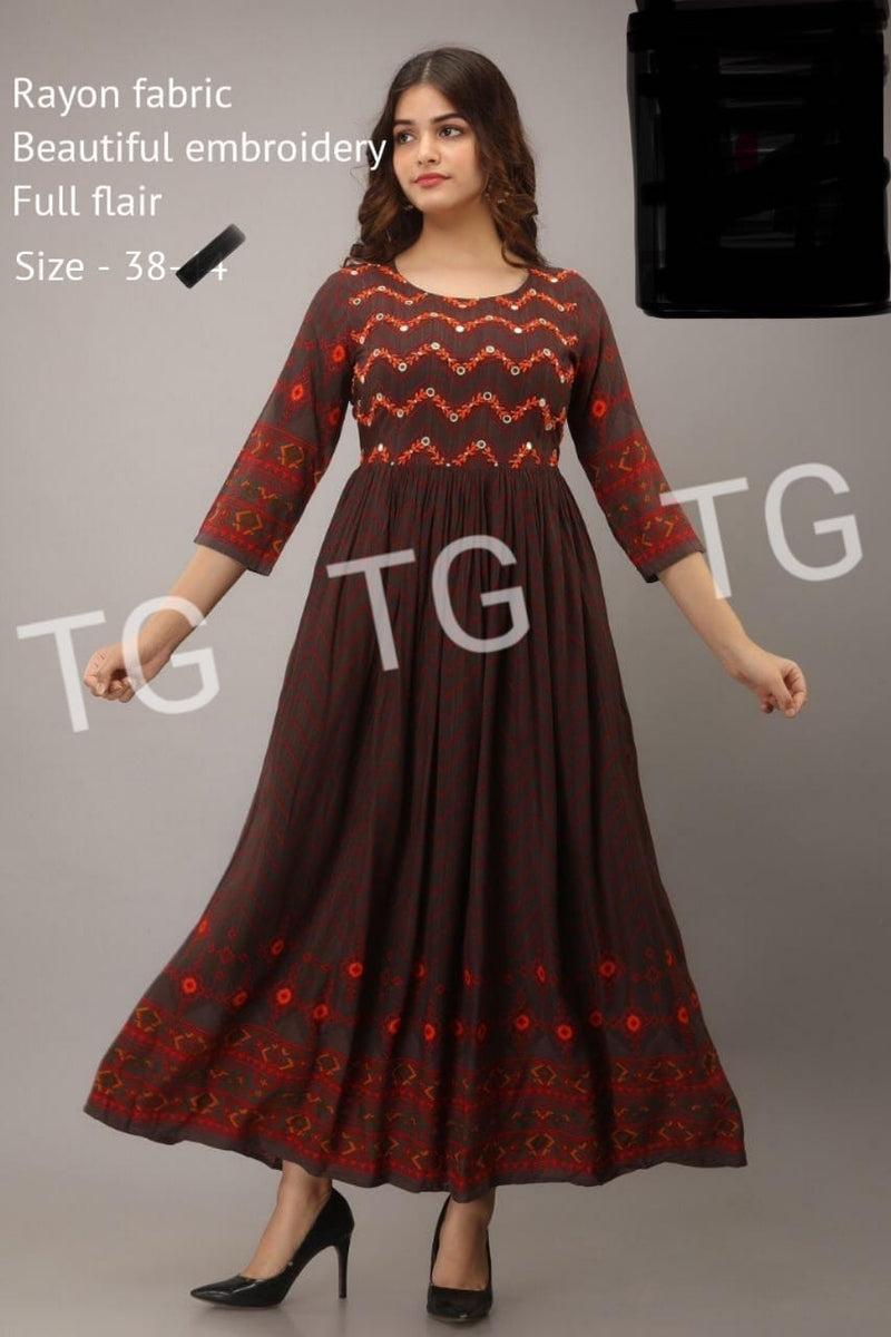 Rayon embroidery gown