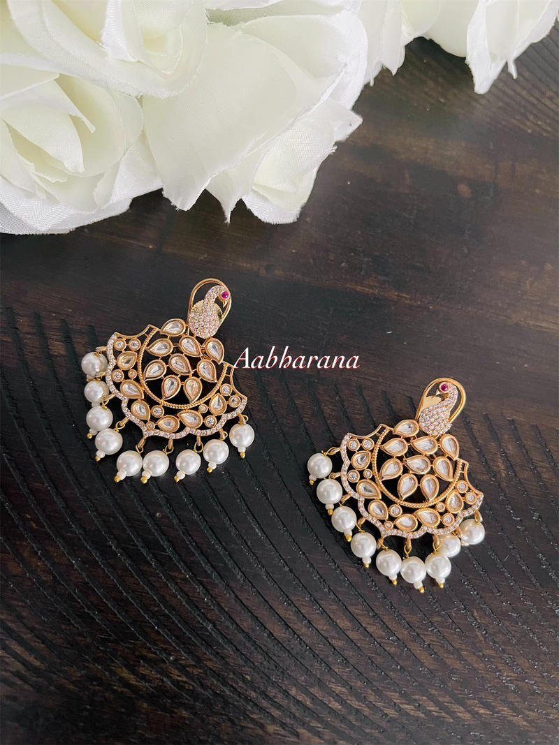Kundan peacock earrings