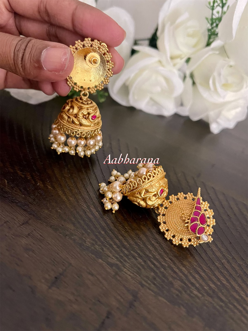 Kundan jadau bird jumka earrings