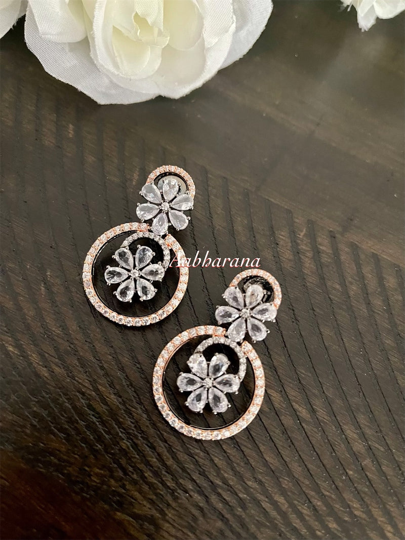 CZ floral chandbali earrings