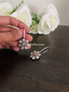 CZ floral hoop earrings
