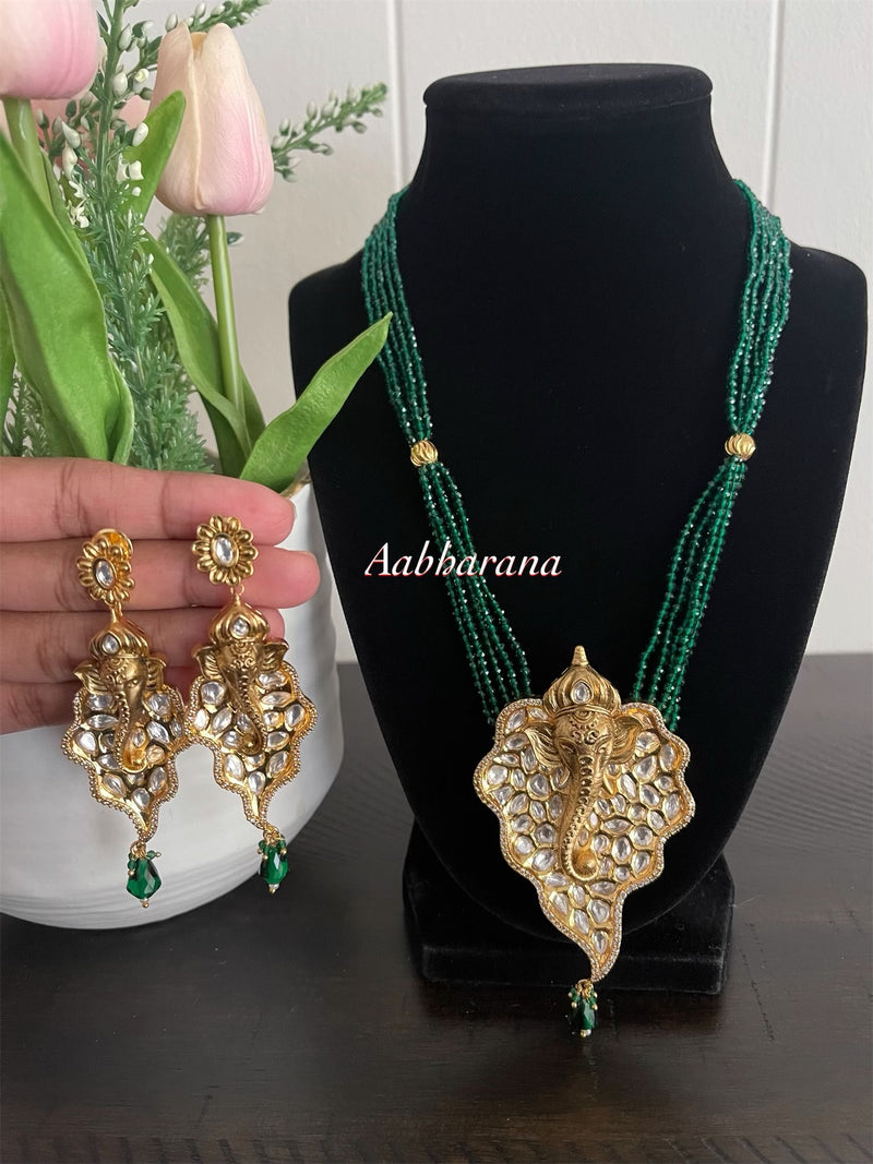 Ganesha kundan mid-length chain