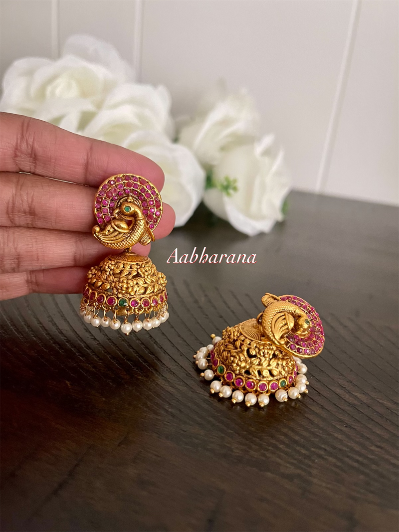Imitation peacock jumka earrings