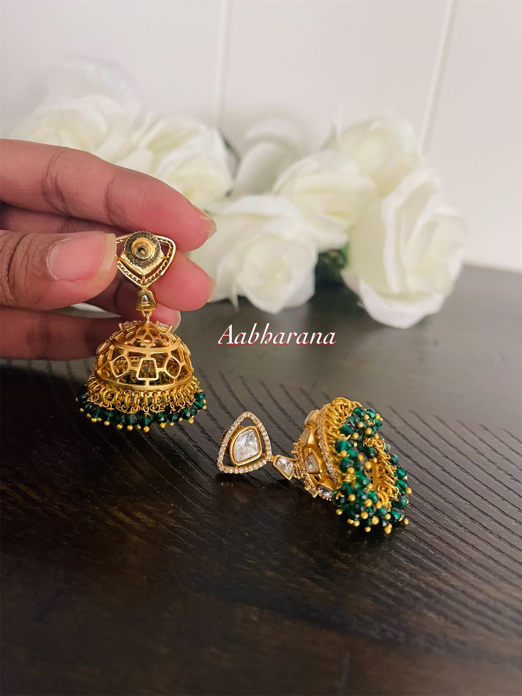 Polki kundan jumka earrings