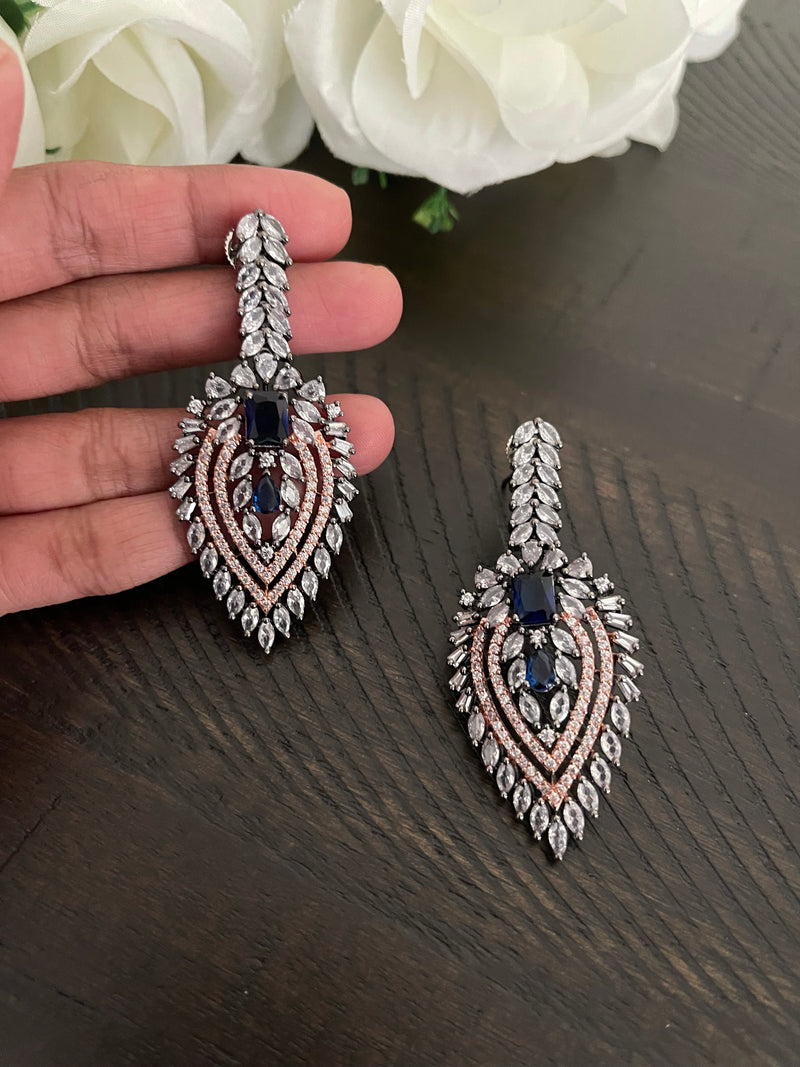 CZ two tone earrings