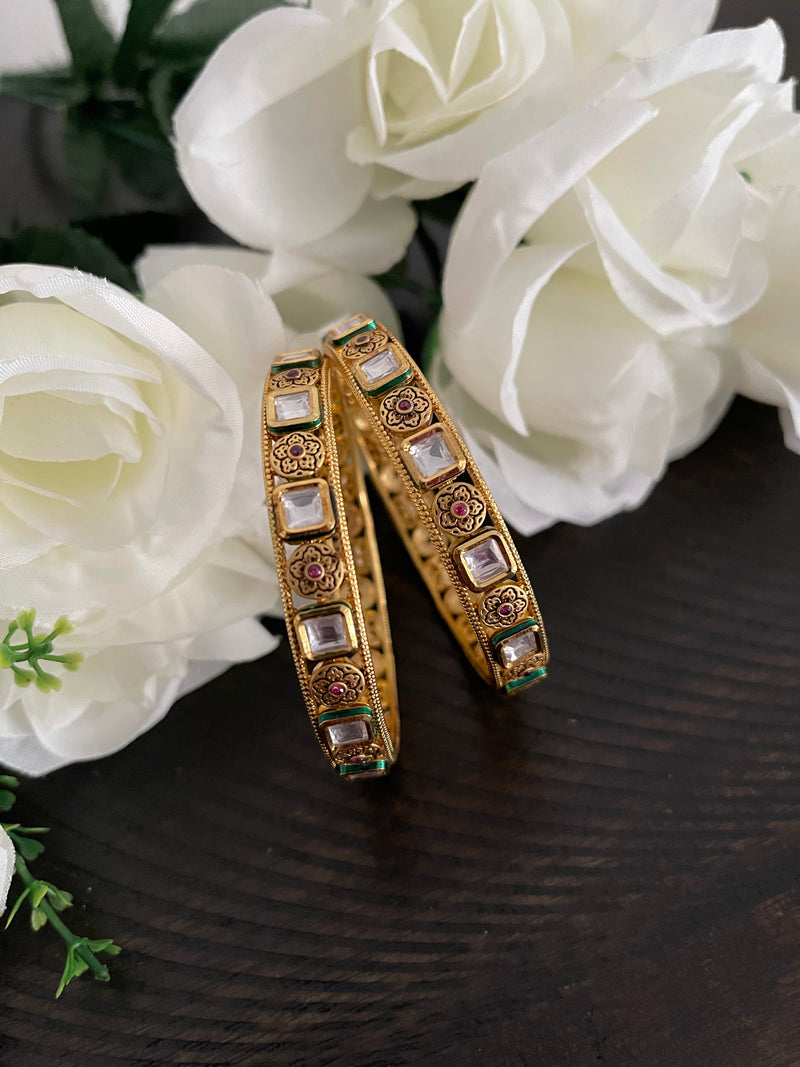 Kundan floral bangles