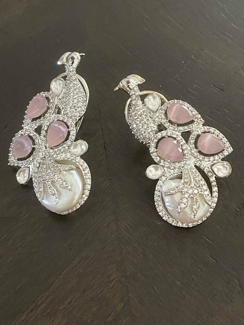 Baroque pearl peacock earrings
