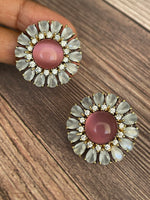 Floral stone stud earrings