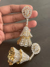 CZ double jumka earrings