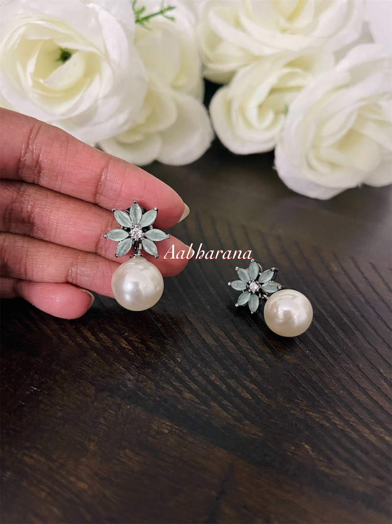 CZ pearl drop earrings