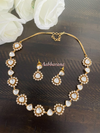 Polki kundan floral mid-length necklace set