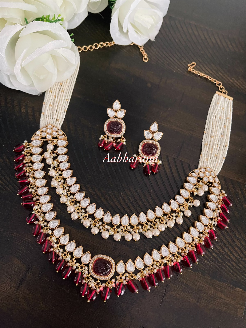 Fusion layered mid-length necklace set