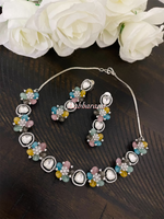 Kundan multicolor floral necklace set