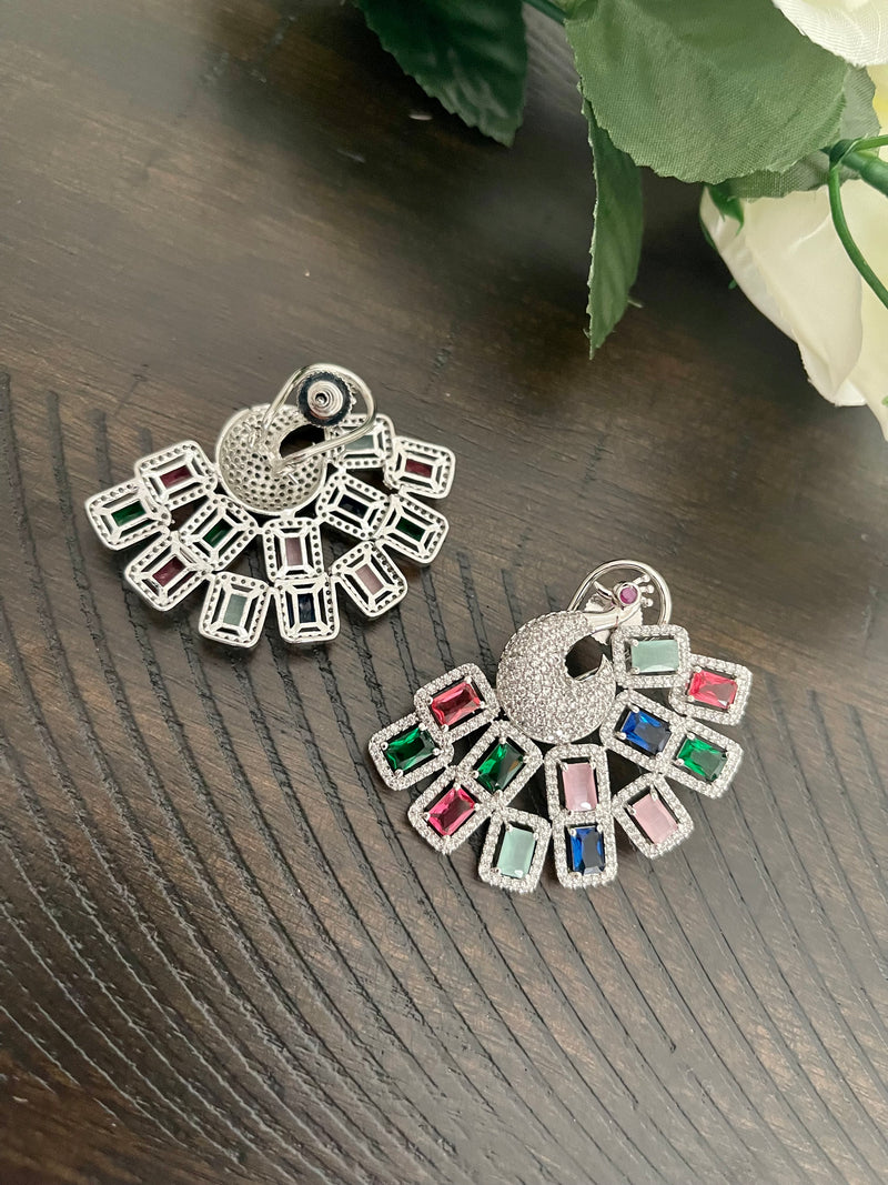 CZ peacock earrings