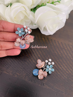 CZ floral stud earrings