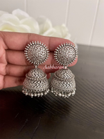 Silver matte jumka earrings