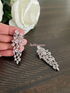 CZ floral long earrings