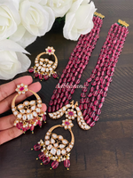 Imitation kundan peacock bead mala