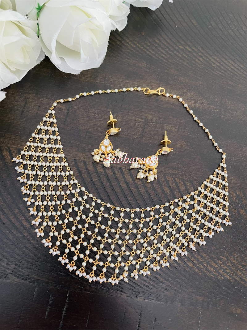 Kundan pearl choker set