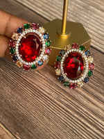 CZ oval stud earrings