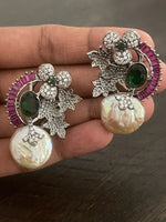 Baroque pearl CZ earrings