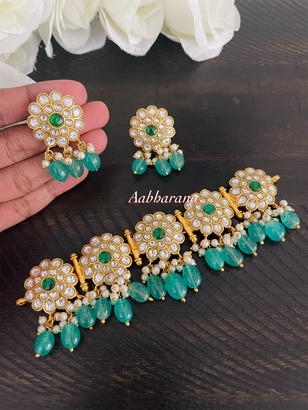 Kundan jadau floral choker set