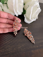 CZ floral long earrings