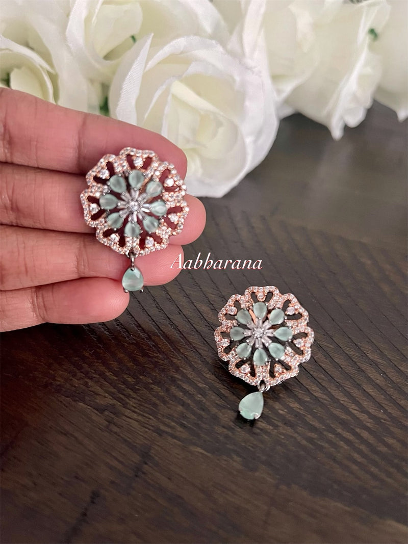 CZ floral earrings