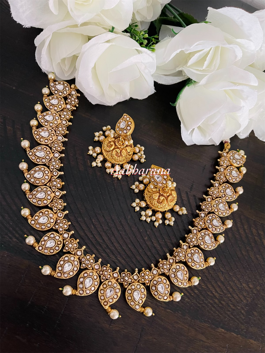 Kundan jadau mango necklace set