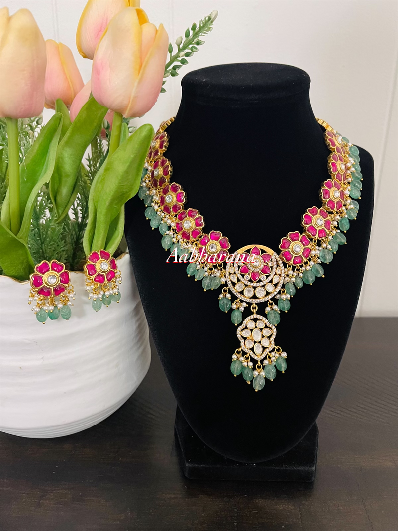 Kundan jadau moissanite necklace set