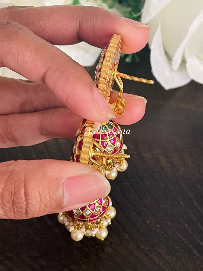 Kundan jadau jumka earrings