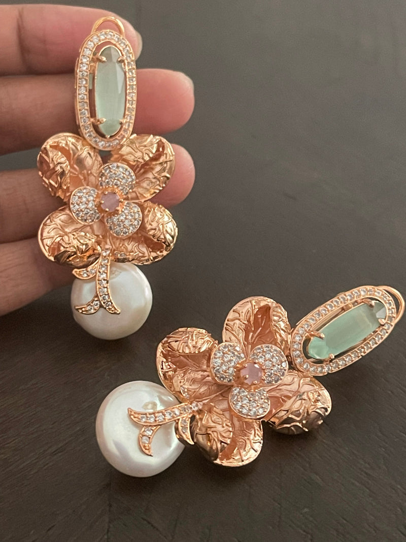CZ baroque pearl earrings