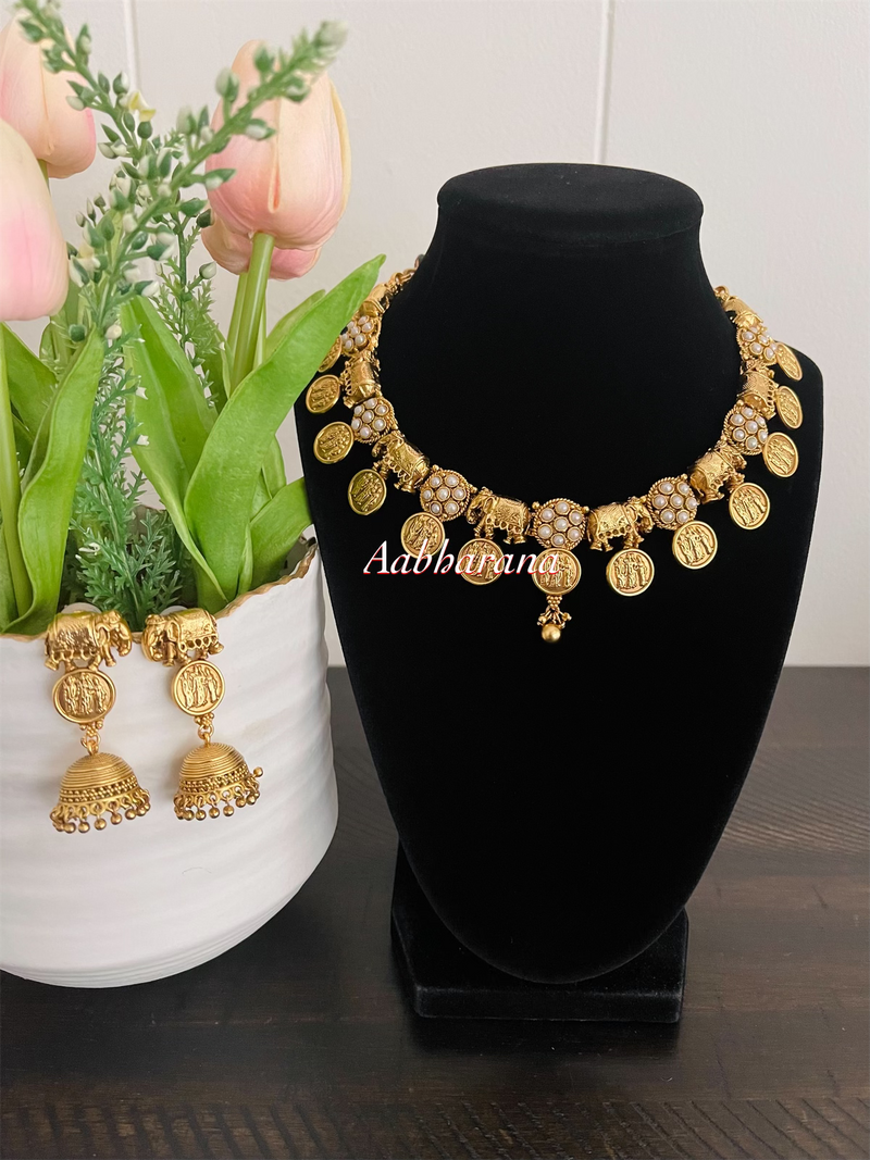 Imitation ram parivar elephant necklace set