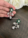 CZ pearl flower stud earrings