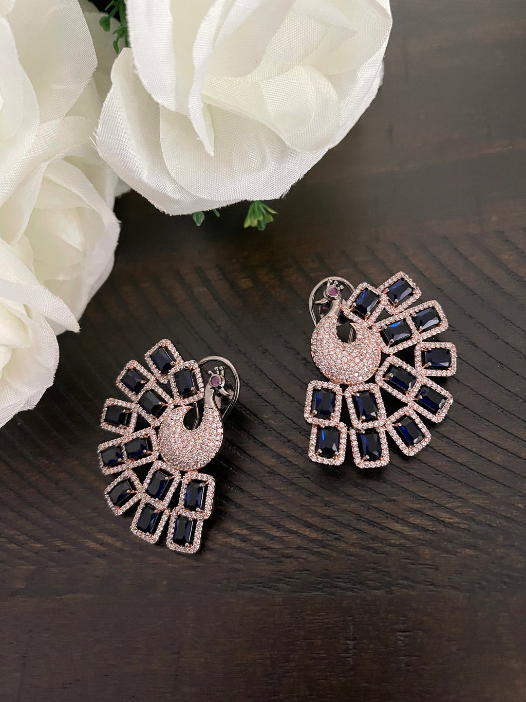 CZ peacock earrings