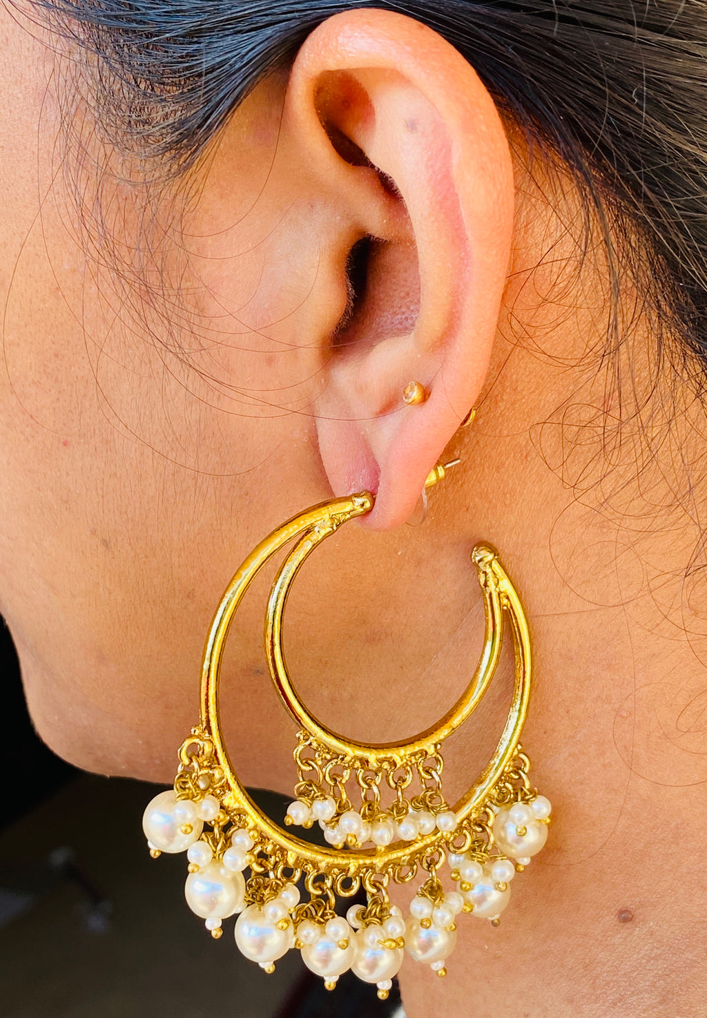 Designer double layered hoop earrings