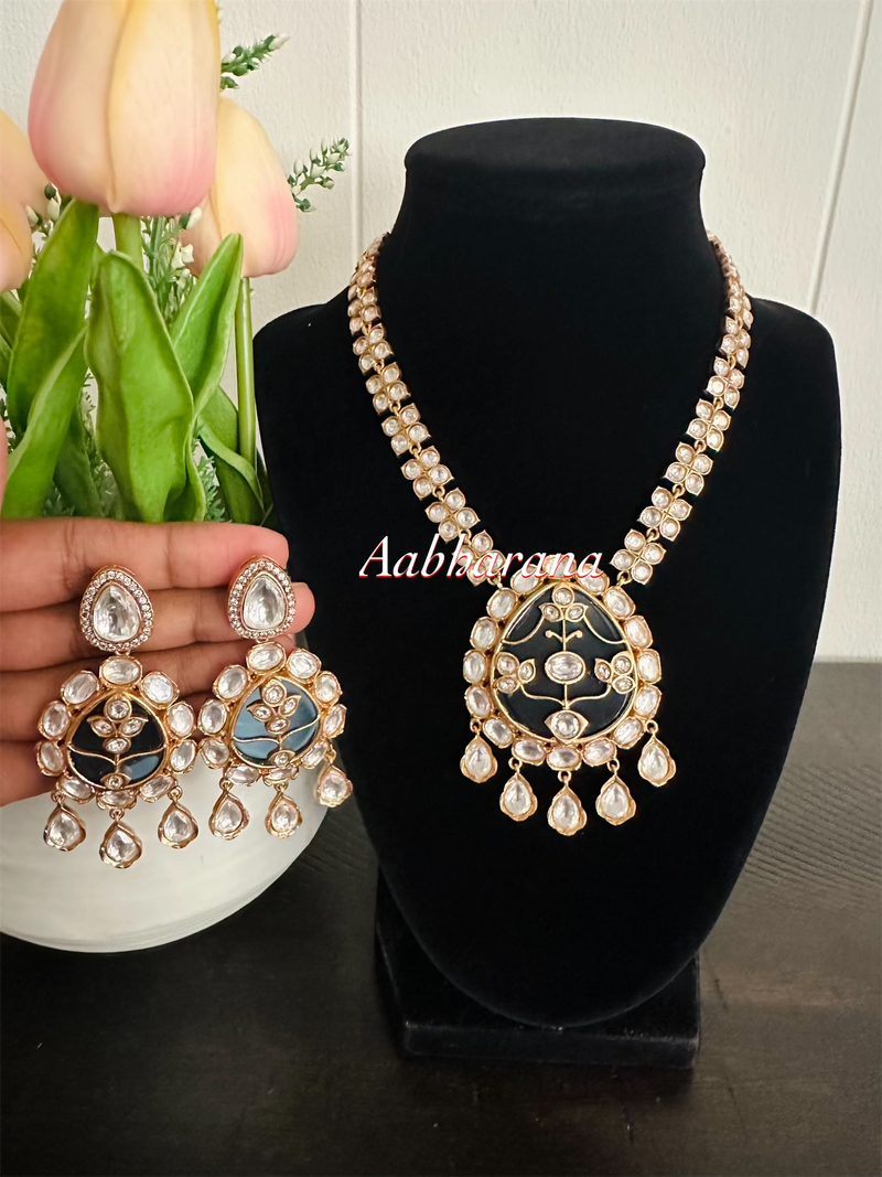 Kundan floral fusion necklace set