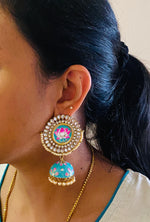 Designer big stud floral jumka earrings
