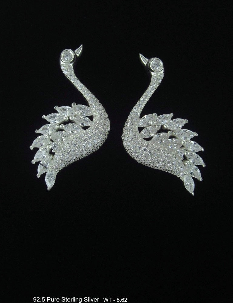 Pure sterling silver bird design earrings