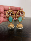 Carved stone jumka earrings