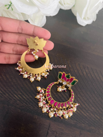 Kundan jadau lotus chandbali earrings