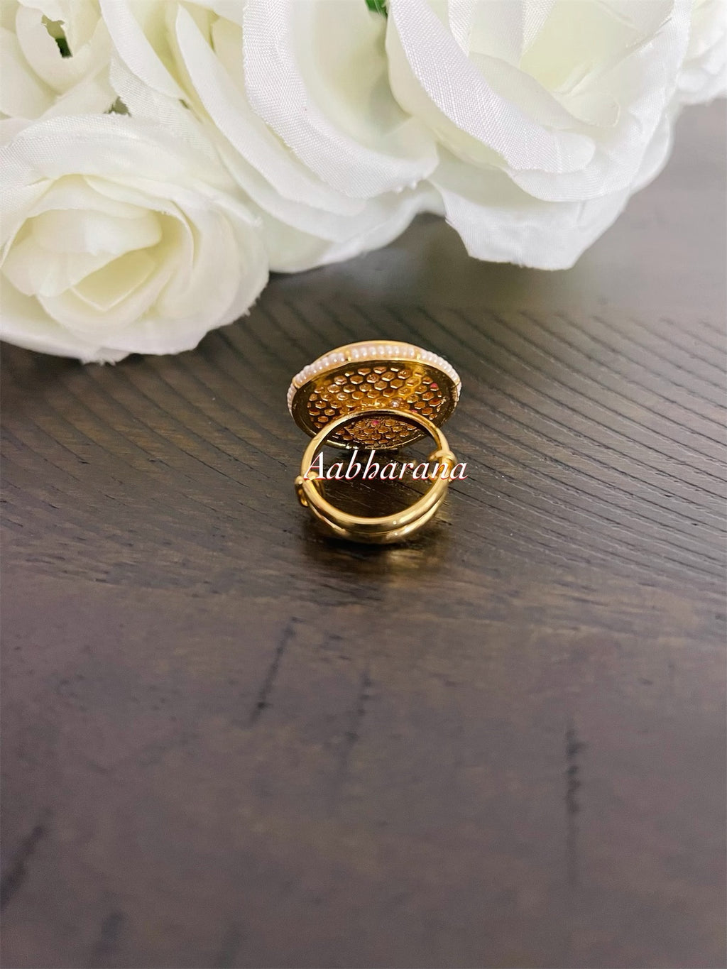 Kundan floral finger ring