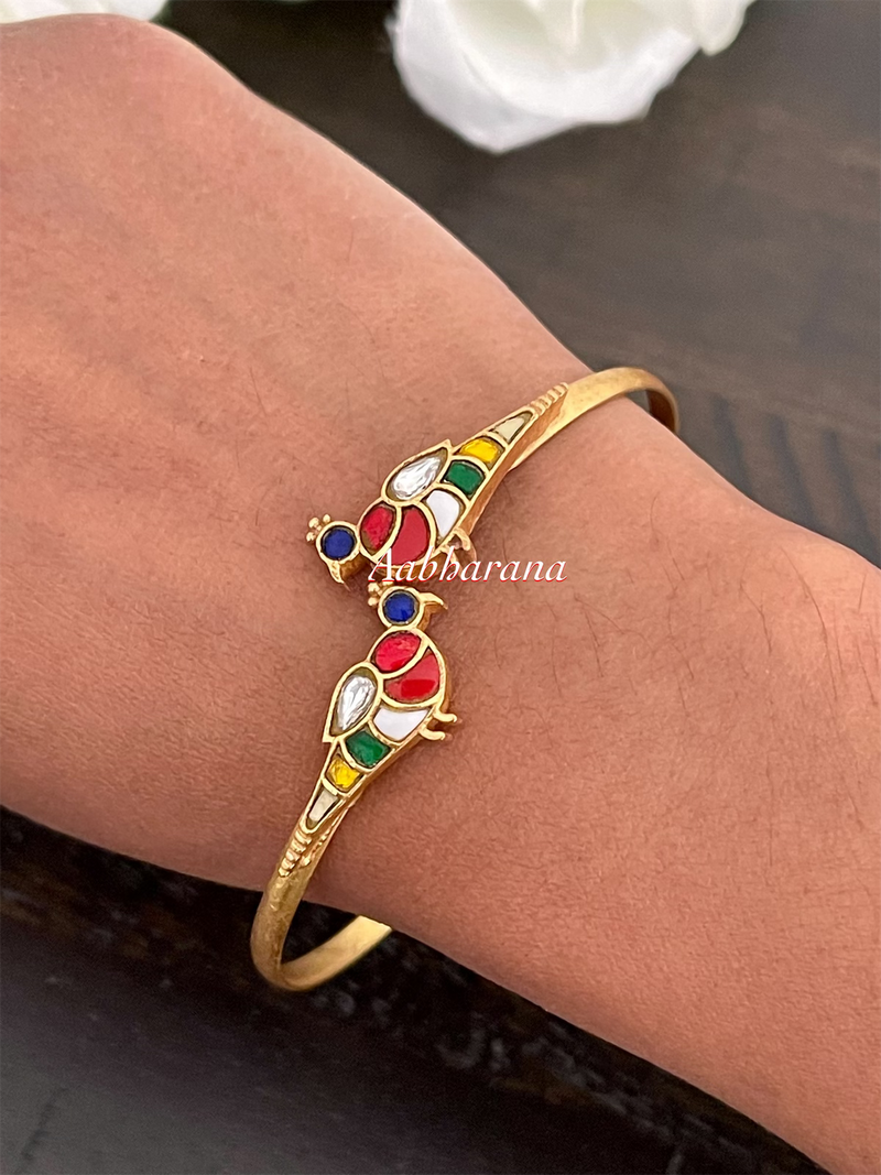 Kundan jadau bird bracelet