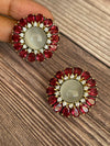 Floral stone stud earrings