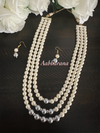 Pearl layered mid-length mala