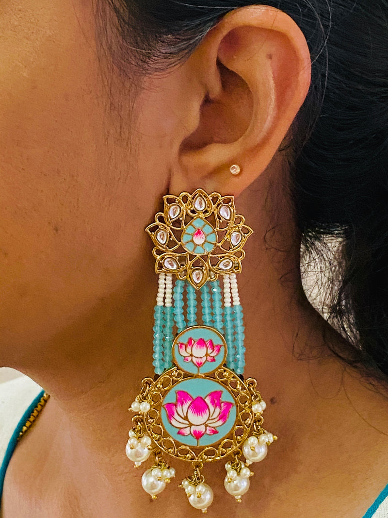 Designer earrings in lotus design